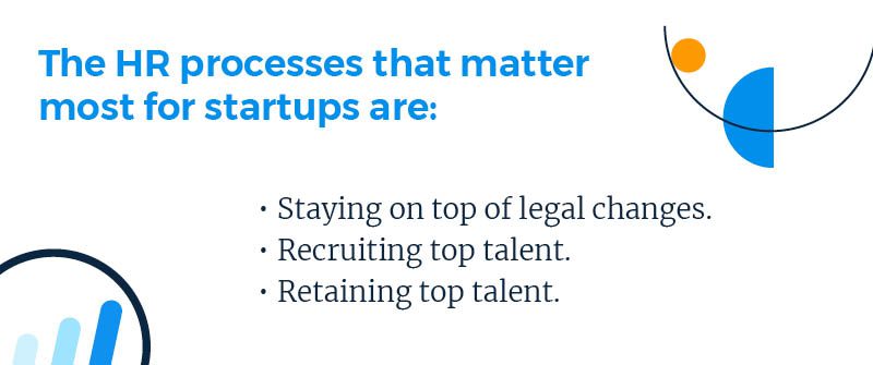 The HR processes that matter most for startups are-